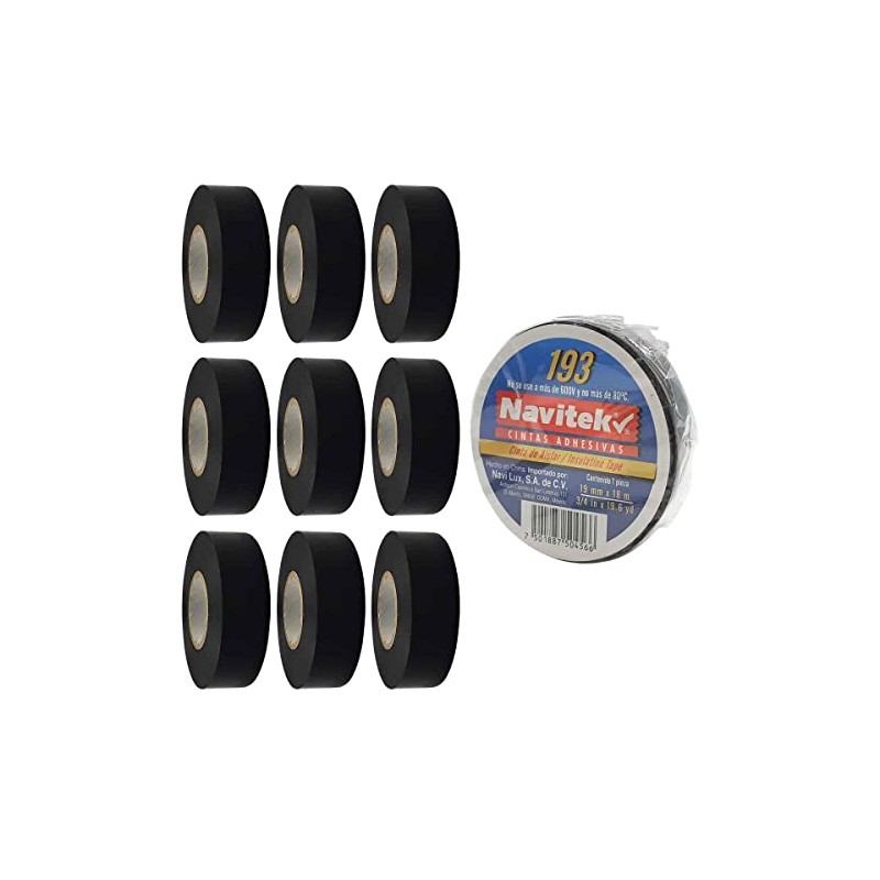 Cinta Aislante Electrica Vinil Navitek 19mm x 18m 10 Piezas