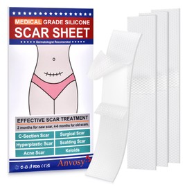 C Section Scar Silicone Strips Reusable Medical Grade Silicone Scar Sheets for Tummy Tuck, Keloid, and Surgical Scars Treatment (4 Pack)