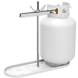 RVMATE RV Dual Propane Tank Mounting Rack for 30 lbs Tanks, White, for Travel Trailer Hitch Frame