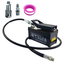 XFPC Air Hydraulic Pump 10,000 PSI, 1.7L Reservoir, NPT 3/8" Oil Outlet, NPT 1/4" Inlet, Hydraulic Pump Air Hydraulic Foot Pump with 6.6ft Pipe, Black