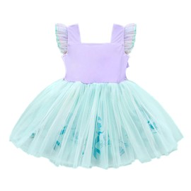 Lito Angels Mermaid Costume Princess Ariel Fancy Tulle Dress for Kids Girls Age 2-3 Years Purple 265
