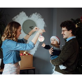 PETCEE Our First Christmas as a Family of Three Ornament 2023 Baby's First Christmas Ornament 3" Family Ornaments for Christmas Tree Decorations Christmas Keepsake Gift for Baby New Parents Pregnancy