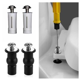 2-Pack Stainless Steel Toilet Seat Bolts & Nuts - Universal Hinge Screws with Rubber & Plastic Nuts, Brass Thread Insert - Easy to Install