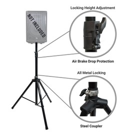 Harmony Audio HA-SSA Pro Audio DJ Single Tripod Speaker Stand with Air Brake Drop Cushion