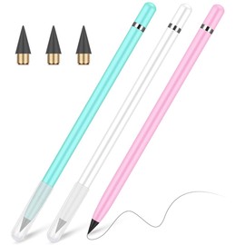 AUAUY Pack of 3 Metal Inkless Pencils, Infinity Pencil, Reusable Everlasting Pencil with 3 Pieces Including Pencils for Writing, Drawing, Students, Home Office, School Supplies