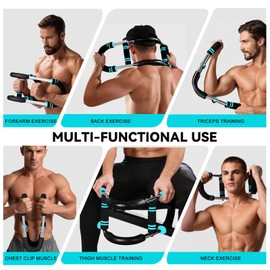 Twister Arm Trainer, 30-110lb Adjustable Twister Arm Chest Exerciser for Men, Detachable Spring Workout Bar, Portable Home Gym Arm Exercise Machine for Strength Training. (Blue)