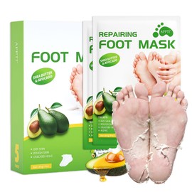 Foot Peeling Mask for Dry & Cracked Skin - Exfoliating Foot Mask to Remove Dead Skin & Calluses, Baby Soft Feet for Men & Women - Foot Spa (5pcs, Avocado)