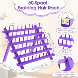 Juexica 19 Pieces Braiding Hair Rack Braid Hair Extension Tools Utensils Include Braiding Stand, 10 Parting Comb Ring, 5 Sectioning Clips, 2 Rat Tail 
