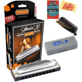 Hohner Special 20 Harmonica - Key of G Bundle with Zip Case, Instructional Manual, and Austin Bazaar Polishing Cloth