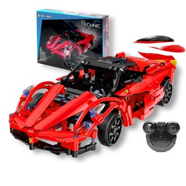 RC Remote Controlled Car from CADA Building Block Set, Sports Car Plug-In Kit DIY Toy, Model Kit Racing Car Vehicle Made of Clamping Blocks, Technical Kit for Children, Adults, Beginners and