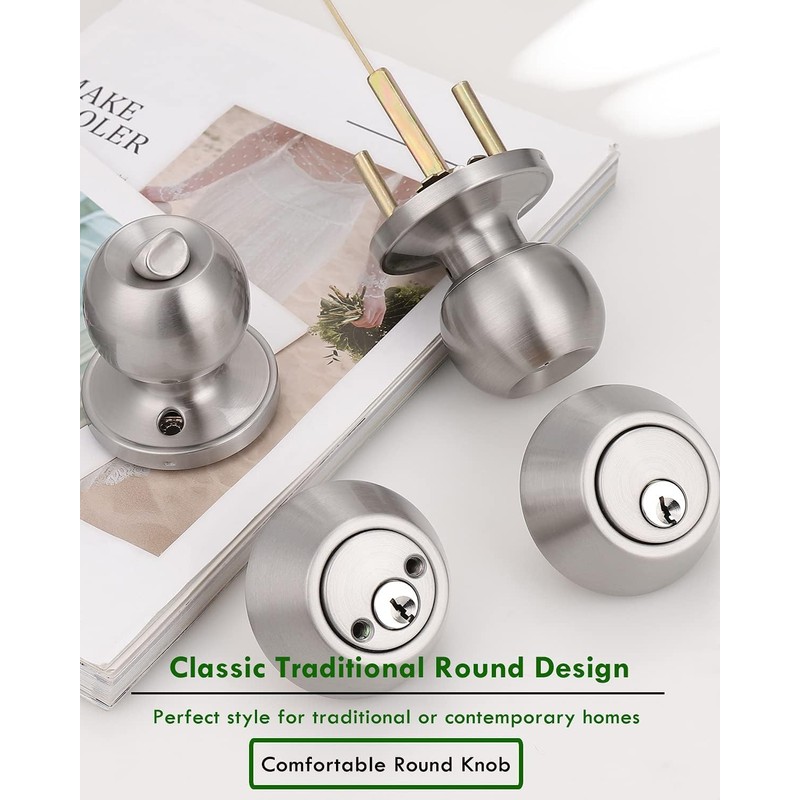 Brotima 4 Pack Keyed Alike Door Lock Set with Deadbolt,