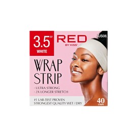 Red by Kiss Hair Wrapping Strip, Ultra Strong 2X Longer Stretch, 40 Strips, Suitable for Wet/Dry Hair, White, Styling Paper for Sleek Hairstyles (3.5", White, 1 PACK)