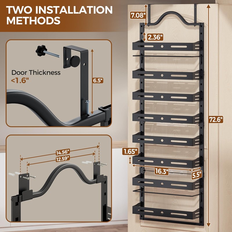8-Tier Over The Door Pantry Organizer, Large 2 IN 1