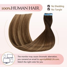 AGMITY Tape in Human Hair Extensions 24 inches 20pcs 50g/pack Chocolate Brown Mixed Honey Blonde Straight Seamless Weft Skin Invisible Thick Tape in Extensions(24 inches #T4-P27-4)
