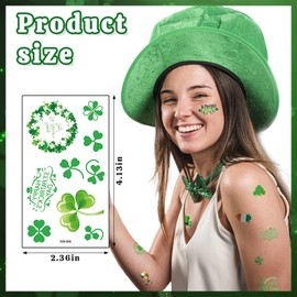 LANGFON 10 Sheets St. Patrick's Day Temporary Tattoos Leprechaun Shamrock Temporary Tattoo Sticker Waterproof Saint Patrick's Day Theme Fake Tattoo for Birthday Festival Irish St. Pat Party Supplies