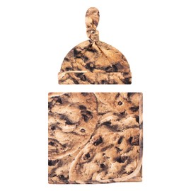 Touched by Nature Unisex Baby Organic Cotton Swaddle Blanket and Headband or Cap, Cookie, One Size