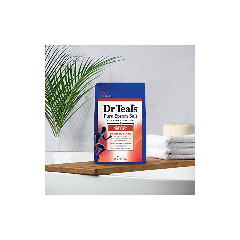 Dr Teal's Pure Epsom Salt Soak, Wellness Therapy with Rosemary