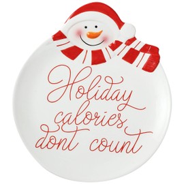 "Holiday Calories Don't Count" Christmas Snowman 10" Ceramic Accent Plate