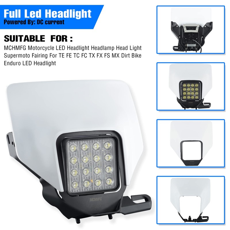 MCHMFG Dirt Bike Headlight,LED Enduro Pit Bike Light Kit Universal