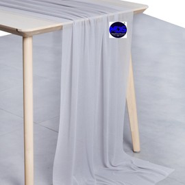 MDS 12 Pack 14ft Chiffon Table Runner 29 x 170 Inches Sheer Wedding Runner Romantic Rustic Table Runner for Wedding Decorations, Birthday Parties, Bridal Shower Party Arch Decor - Cool Gray