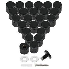 Luomorgo 24 Pcs 1" x 1" Stainless Steel Standoff Screws, Wall Sign Standoff Mounting Hardware Advertising Glass Standoff Nail for Hanging Acrylic Picture Frame, Black