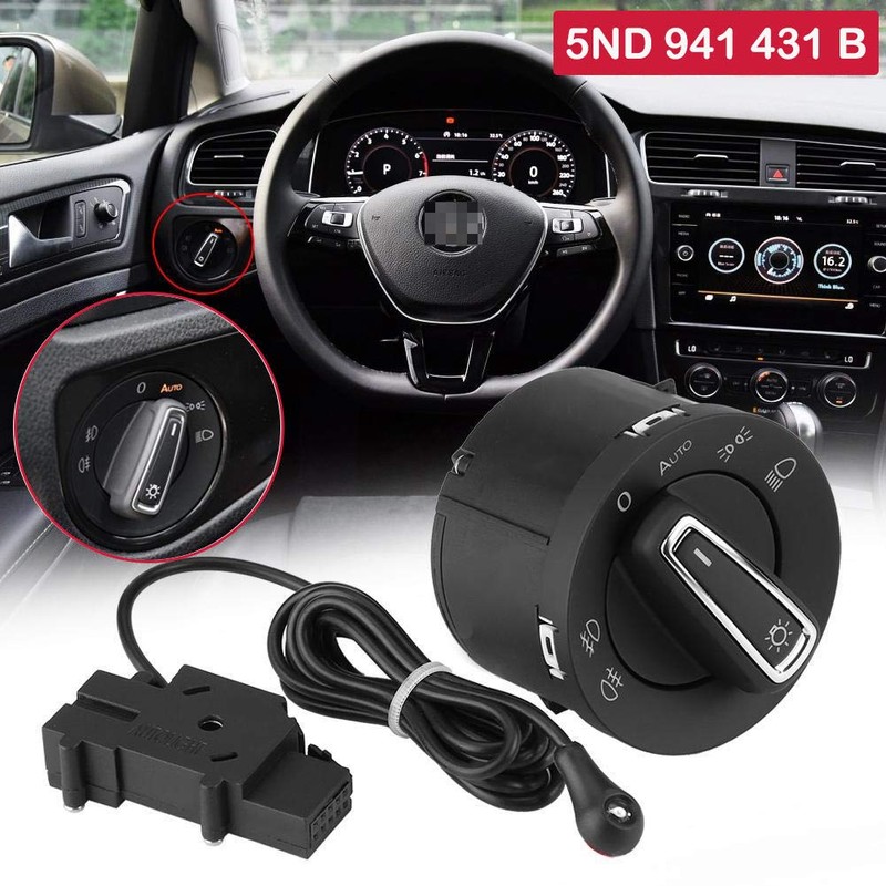 Ketofa Generic Auto Headlight Sensor Chrome Switch for Golf 5