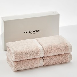 Calla Angel New York Hand Towels, Premium Luxury Cotton, 100% Egyptian Cotton, High Absorbency, Thick and Soft, Hotel-Grade, Boxed, Gift, Aqua Series, 6 Color Options (Hand Towels, Set of 4, Pink)