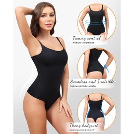 LEVAO Shapewear Bodysuits for Women Tummy Control Body Suits Seamless Sculpting Thong Body Shaper XS-XL