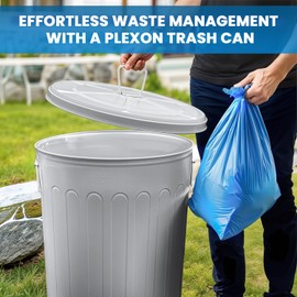 Plexon Large Metal Trash Can with Lid 20 Gallon, Decorative Outdoor Trash Can Heavy Duty Galvanized Metal Bucket with Lid for Garage Workshop Ash Storage Farmhouse, Gray