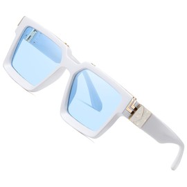 Oversized Rectangle Sunglasses Women Men Square Trendy Retro Fashion Sunglasses UV400 Luxury Metal