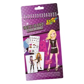 folia 41103 - Schablonenbuch Disco Queen, Block mit 36 Malvorlagen, 5 Schablonen und 3 Stickerbögen - ideal für Mädchen