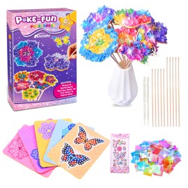 Poke in Flower Bouquet Kit for Girls Ages 8-12, W/ 8 Flowers & 2 Butterflies, Poke in DIY Arts Crafts Toys for Girl, Mess-Free Fun Activity, Birthday Gifts for Girls & Boys 4, 5, 6, 7, 9, 10 Year Old