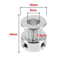 SeonFook 5pcs GT2 Timing Belt Pulley Aluminum Timing Pulley Suitable for 3D Printer Timing Belt (16 Teeth, Hole Diameter 5mm, Width 6mm, Height 16mm)