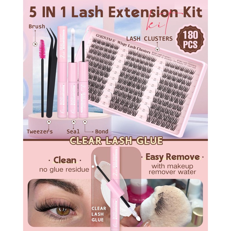 Goddvenus Wispy Lash Clusters Kit Mascara-like Natural Eyelash Clusters Lashes