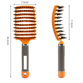 Hair Brush Wild Boar Bristles Detangling Brush, Ventilated Curved Hair Brush Without Pulling, Hair Brush, Hair Styling Brush Set (2 Pieces)