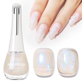 SUPWEE Blue Mermaid Pearl Nail Polish, Quick Dry Nail Lacquer Iridescent Nail Polish High Glossy Shimmer Nail Polish Aurora Effect for Fingernail and Toenail Air Dry Fast Home Manicure DIY