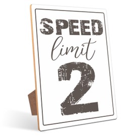 Speed ​​Limit 2 Sign - Two Fast Birthday Decor, Race Car Party Decorations, Perfect for Racing Fans Birthday Party Decorations, 8×11 Wooden Play Sign with Stand