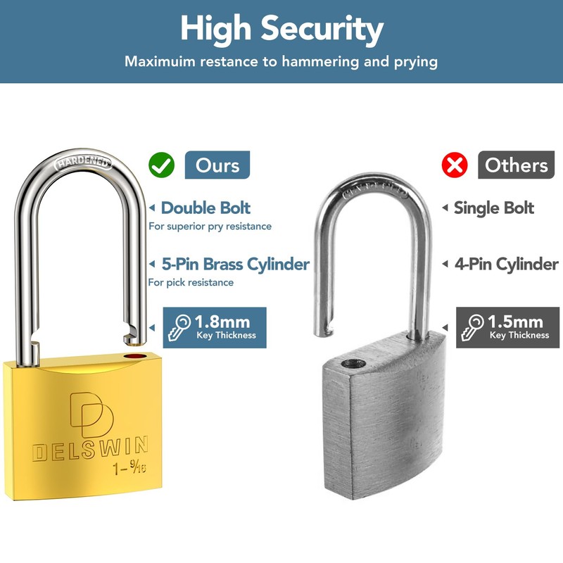 DELSWIN Weatherproof Padlock with Key (Keyed Alike) - Heavy Duty