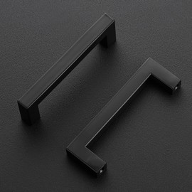Ravinte 5 Pack Black Cabinet Pulls 4 Inch Square Kitchen Cabinet Handles Matte Black Kitchen Hardware for Drawer Pulls Drawer Handles Come with Screwdriver