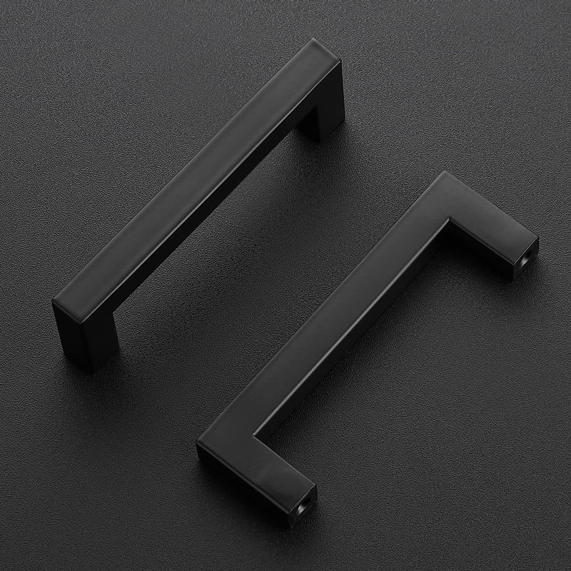 Ravinte 5 Pack Black Cabinet Pulls 4 Inch Square Kitchen