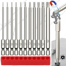 Benaton Torx Long Screwdriver Bit Set, Allen Bit Long 100 mm, Magnetic Torx Long Bit 1/4 Inch, T6-T40 Hexagonal Shaft (2/2.3/2.5/2.7/3.3/3.8/4.4/5/5.5/5.9/6.6 mm)