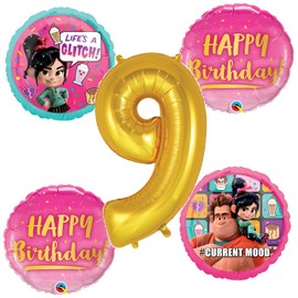 Happy 9th Birthday Vanellope Wreck it Ralph Party Bouquet of Balloons