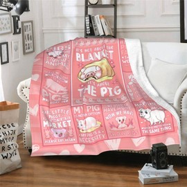 CaomeiWu Pig Throw Blanket, 40"x50" Flannel Cute Pigs Themed Pink Throw Blankets, Soft Nap Throw Blanket for Home Boys Girls Women Pig Lovers Gifts