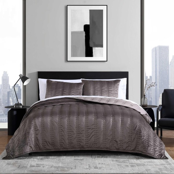 Vera Wang - King Quilt Set, Velvet Bedding with Matching