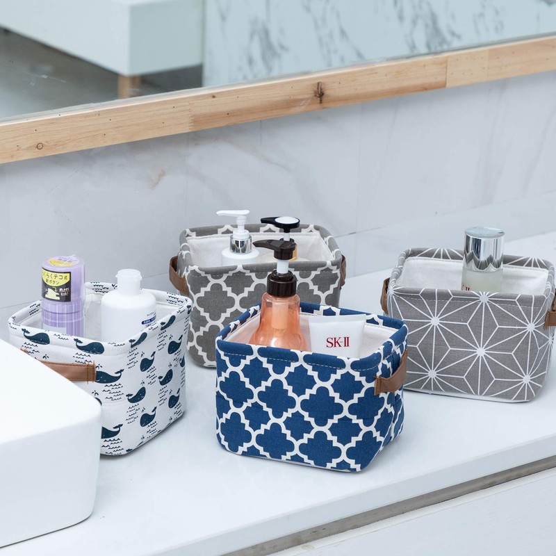 LessMo 4 Pack Storage Baskets, Collapsible Mini Storage Boxes, Canvas