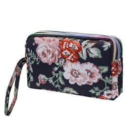 AdiStylinno Women's Large Capacity Polyester Purse Waterproof Exquisite Prints Purse with 3 Compartments and Zips for Women, c, Casual