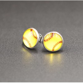 Rnivida Softball Stud Earring Softball Accessories Hypoallergenic Jewelry Gifts for Women,Stainless Steel Sports Stud Earrings for Mom,Team,Fans