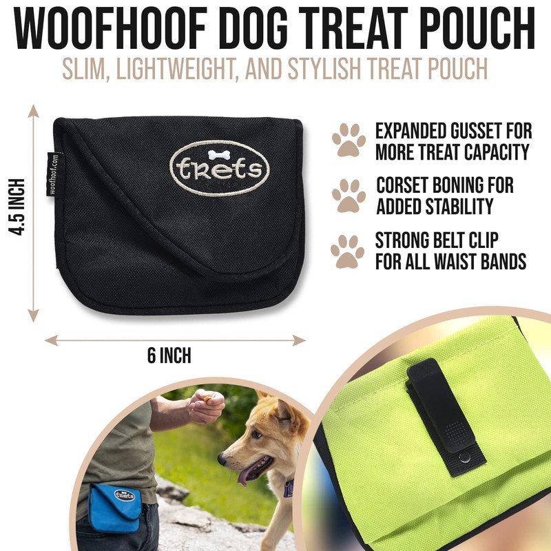 Woofhoof Dog Treat Pouch, Black Training Treat Pouch - Clip