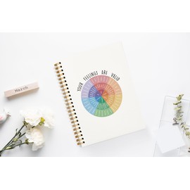 JWVK Wheel of Emotions Feelings Notebook,Psychologist Therapist Gift Notebook Journal for Counselor Therapy Office Work School Student Teacher,Hardcover Spiral Notebook 5.5x8.3