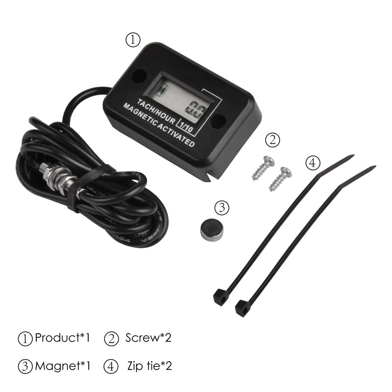 NInE-ROnG LCD Digital Magnetically Activated Tachometer Operating Hour Counter with